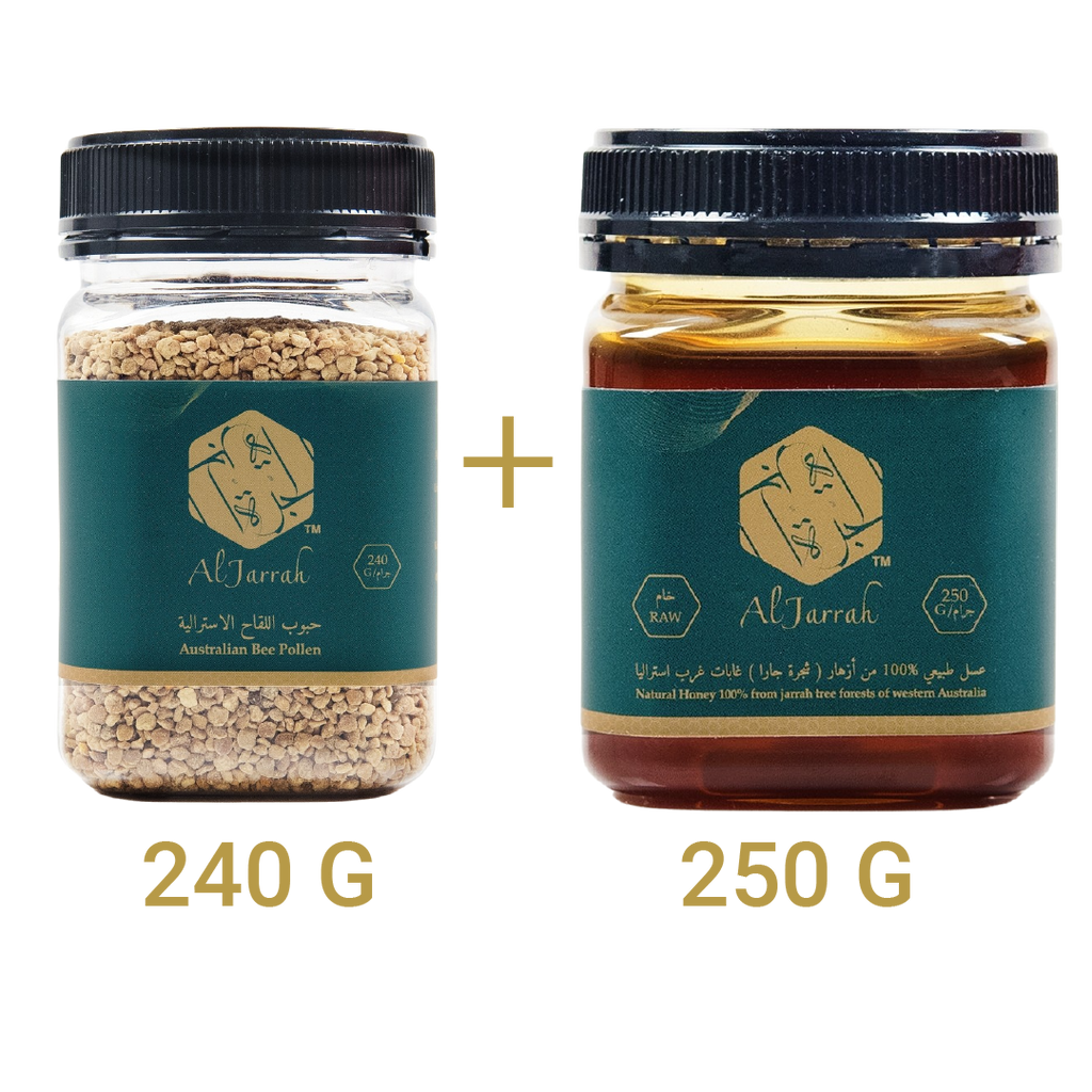 عسل جارا الأسترالي 250 جرام + حبوب لقاح النحل الأسترالي 240 جرام